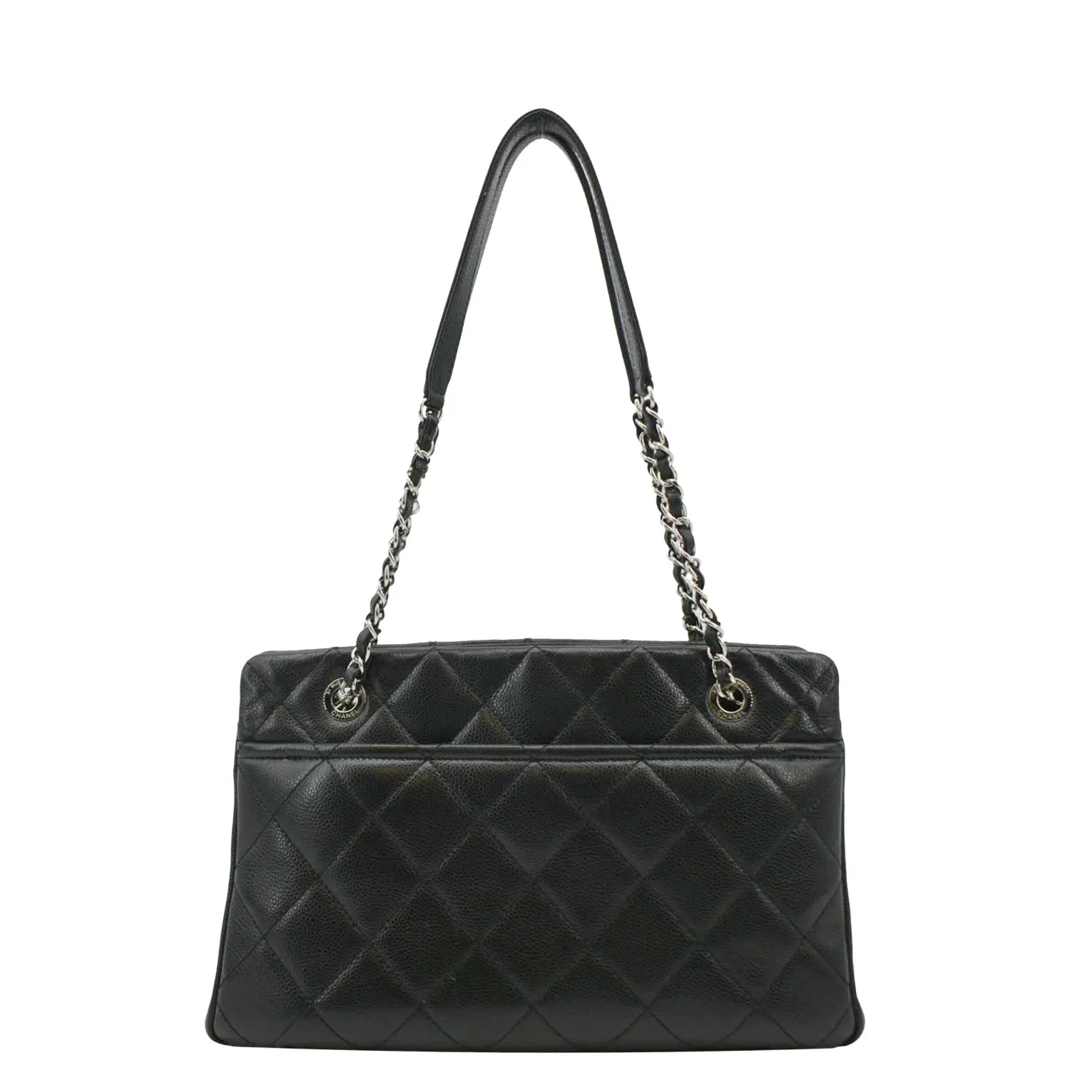 CHANEL Timeless CC Soft Quilted Caviar Leather Shopping Tote Bag Black