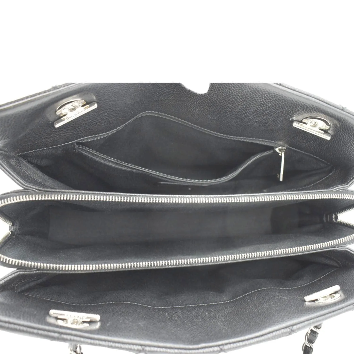 CHANEL Timeless CC Soft Quilted Caviar Leather Shopping Tote Bag Black