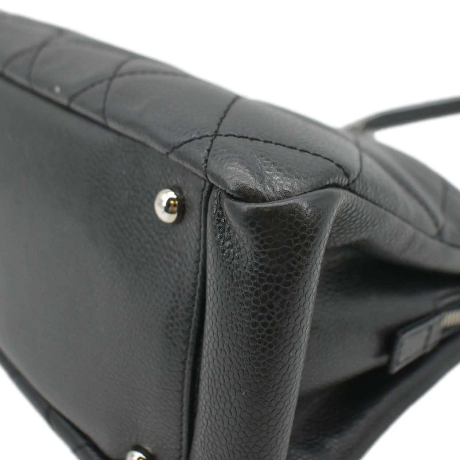 CHANEL Timeless CC Soft Quilted Caviar Leather Shopping Tote Bag Black