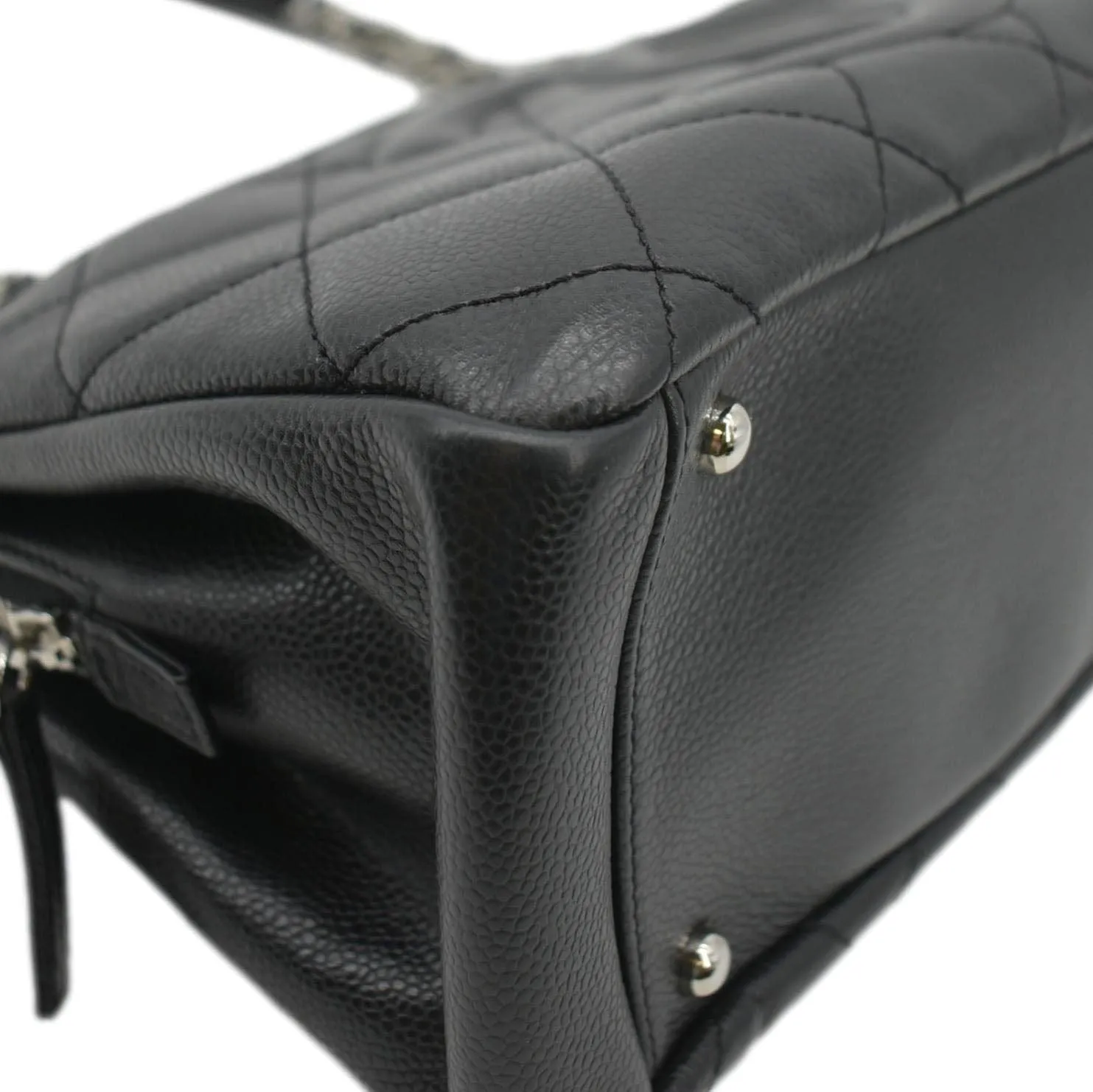 CHANEL Timeless CC Soft Quilted Caviar Leather Shopping Tote Bag Black