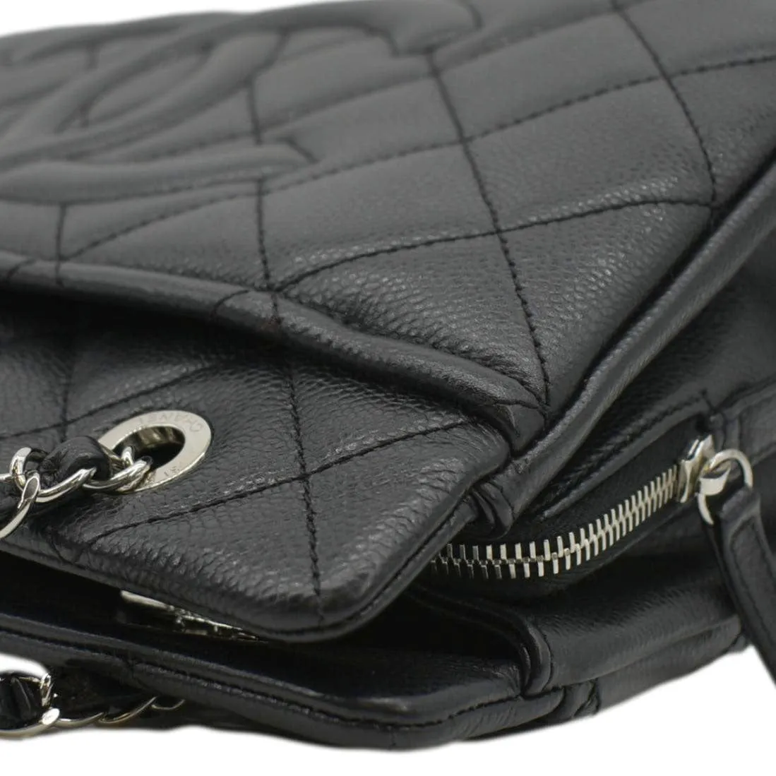 CHANEL Timeless CC Soft Quilted Caviar Leather Shopping Tote Bag Black