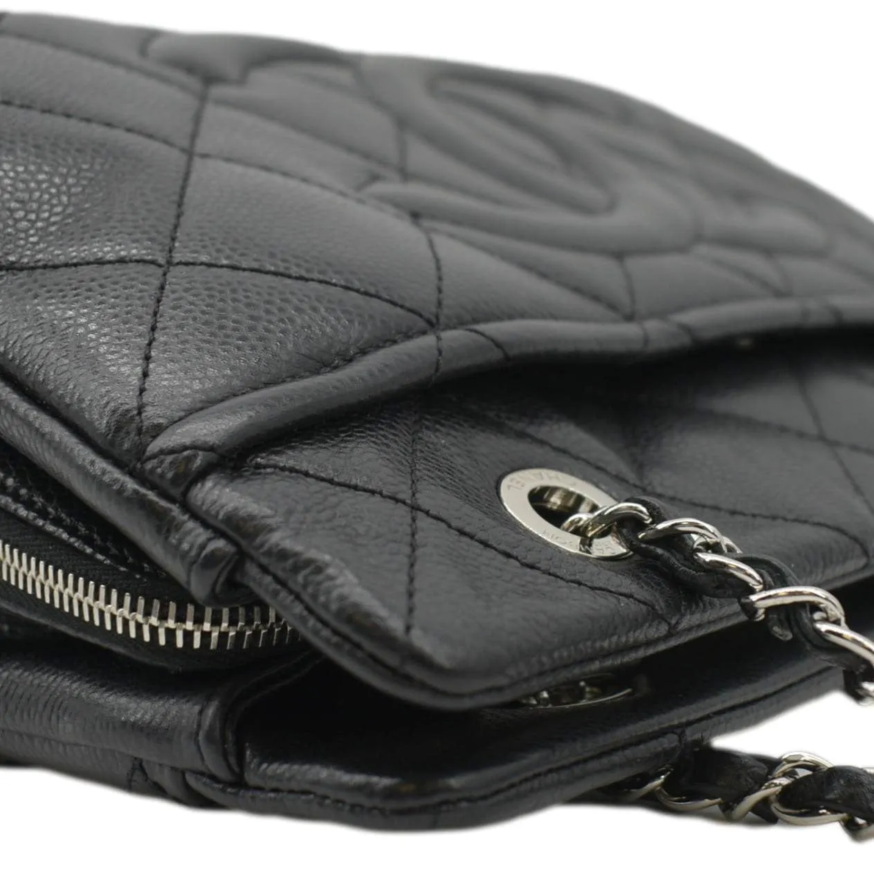 CHANEL Timeless CC Soft Quilted Caviar Leather Shopping Tote Bag Black