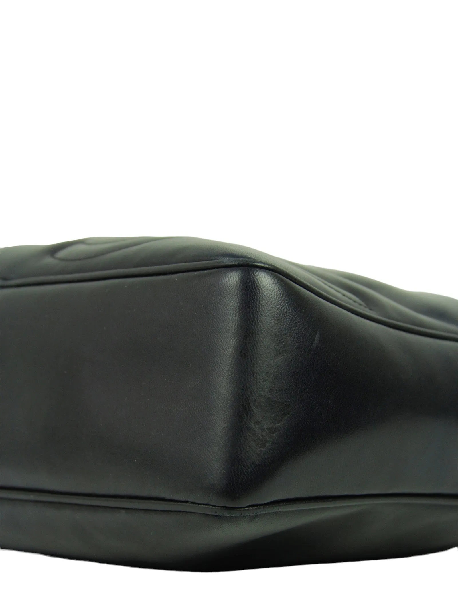 Chanel Vintage Navy Leather CC Embossed Bag