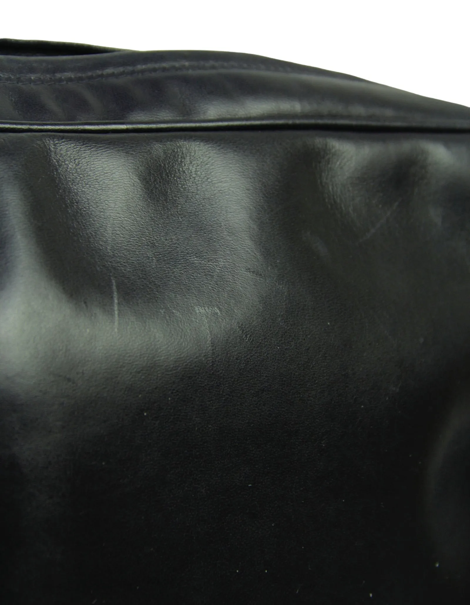 Chanel Vintage Navy Leather CC Embossed Bag