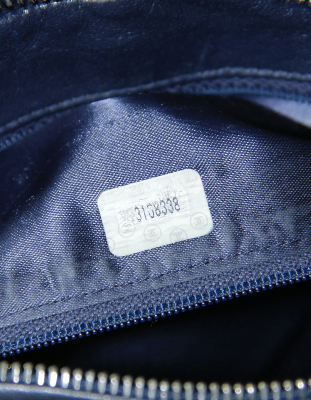 Chanel Vintage Navy Leather CC Embossed Bag