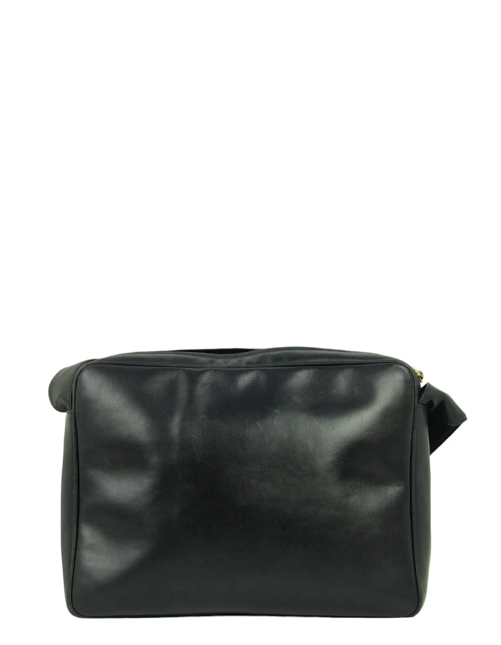 Chanel Vintage Navy Leather CC Embossed Bag