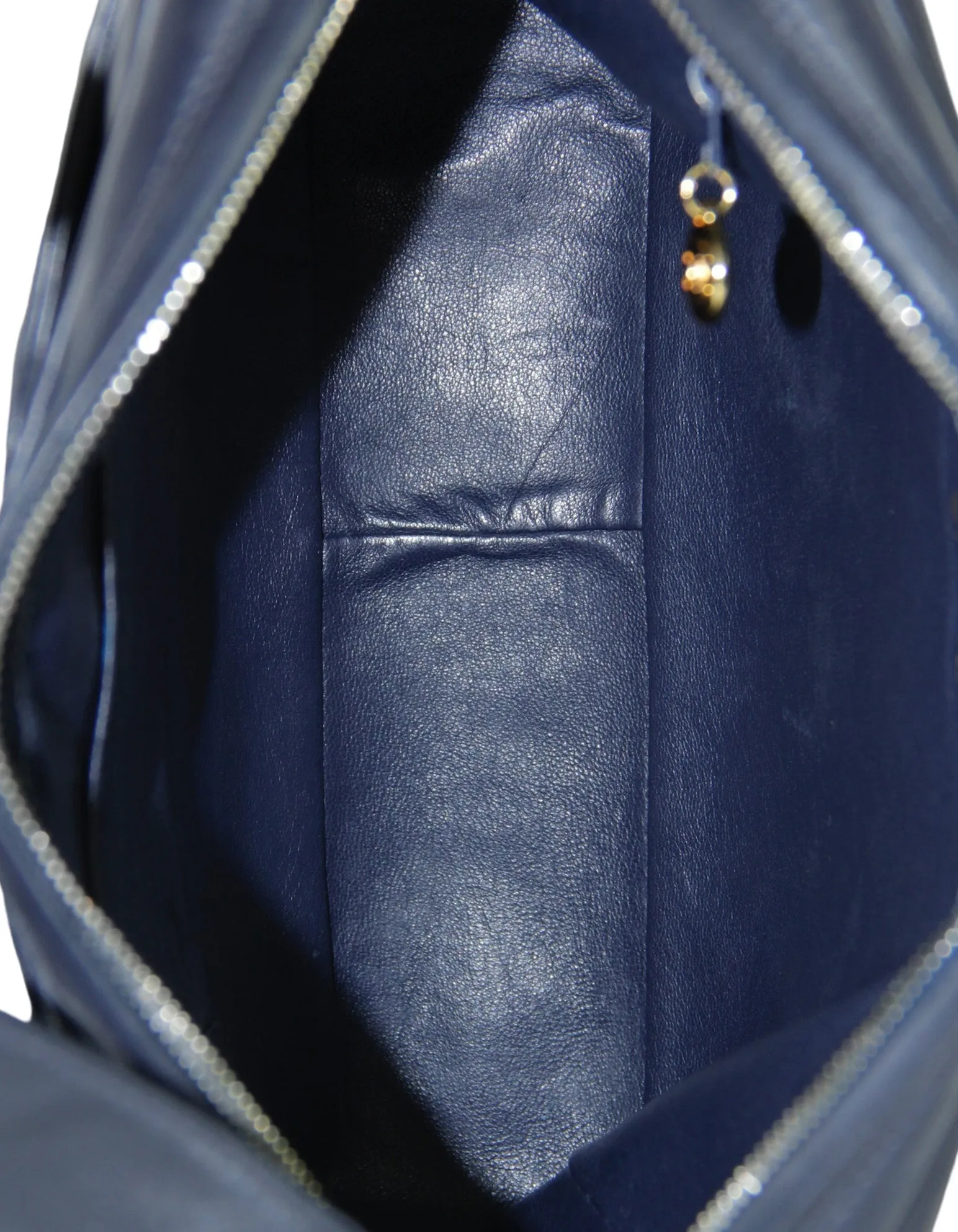 Chanel Vintage Navy Leather CC Embossed Bag