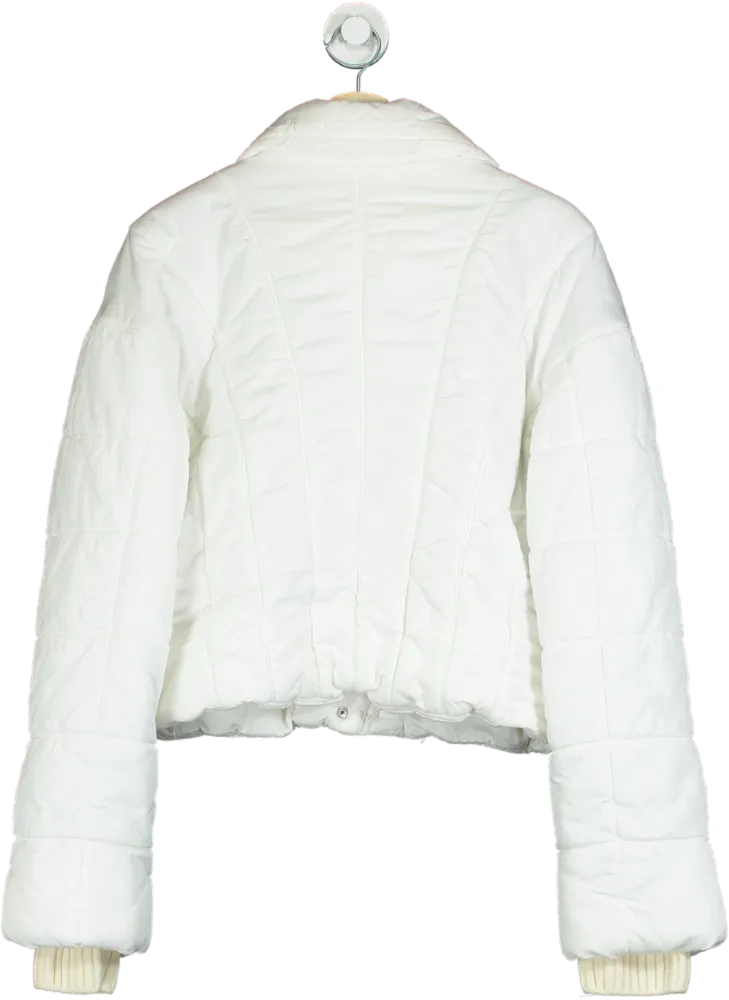 Chanel White Quilted Sportline Logo Sleeve Jacket UK 14