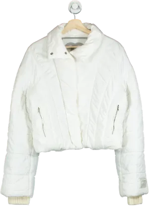 Chanel White Quilted Sportline Logo Sleeve Jacket UK 14