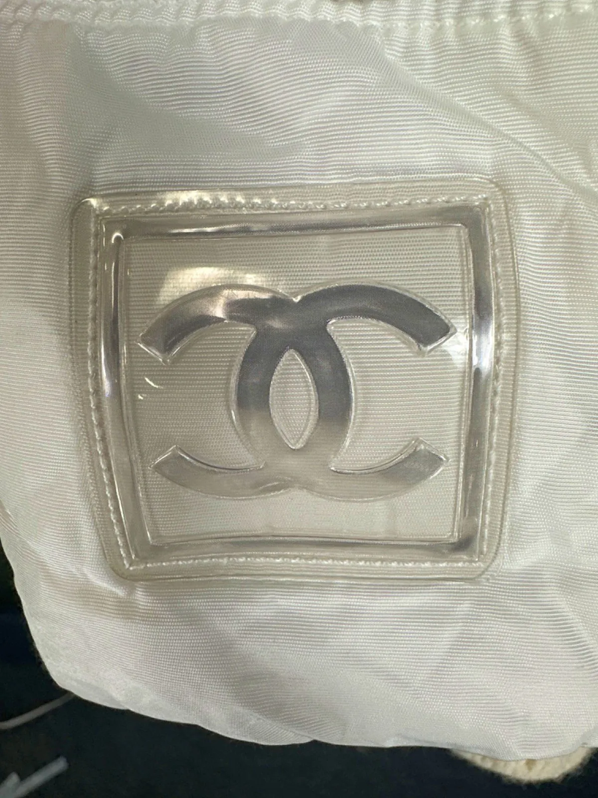 Chanel White Quilted Sportline Logo Sleeve Jacket UK 14