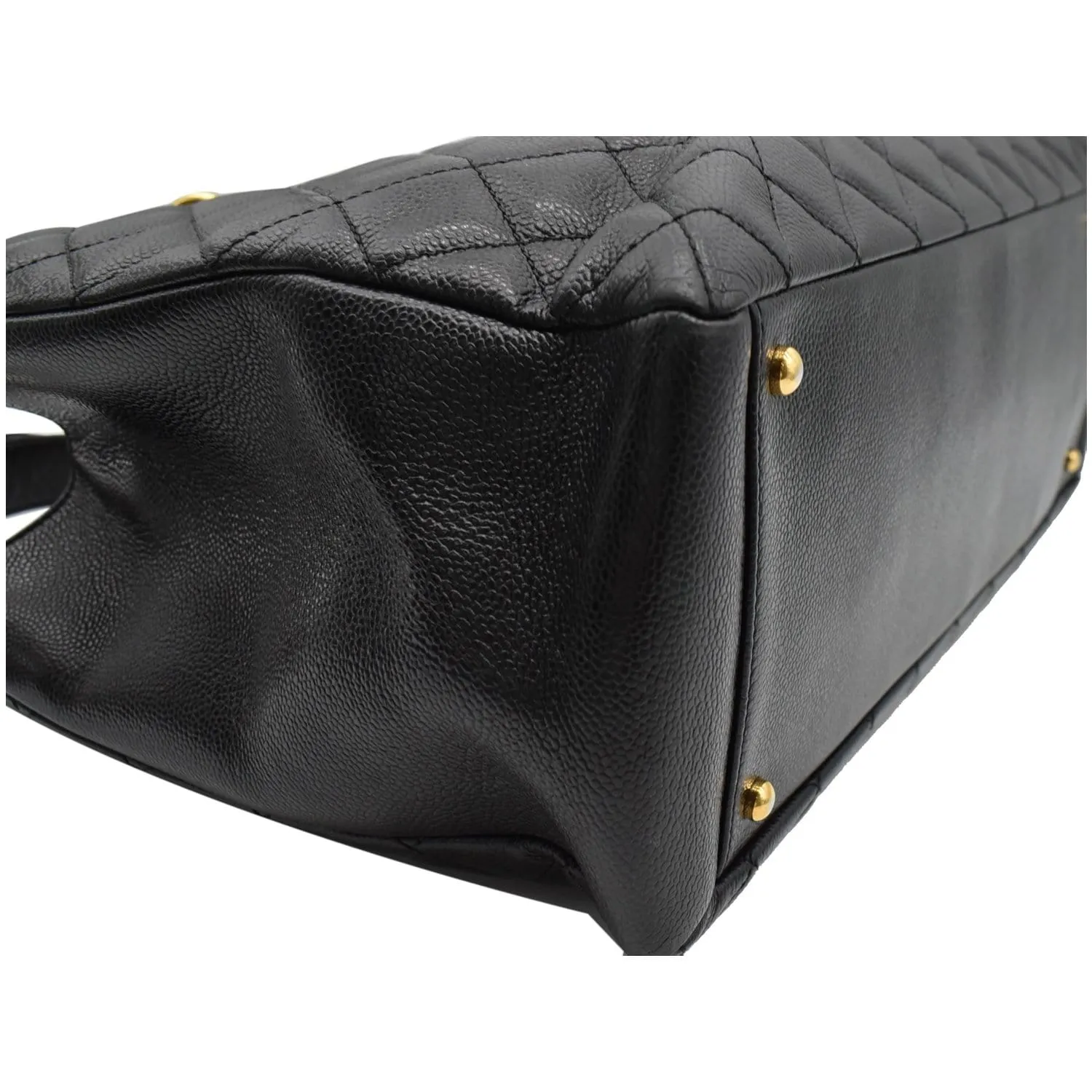 CHANEL XL Grand Quilted Caviar Leather Shopping Tote Bag Black