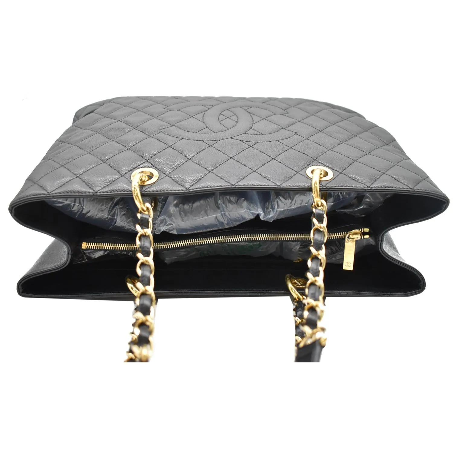 CHANEL XL Grand Quilted Caviar Leather Shopping Tote Bag Black