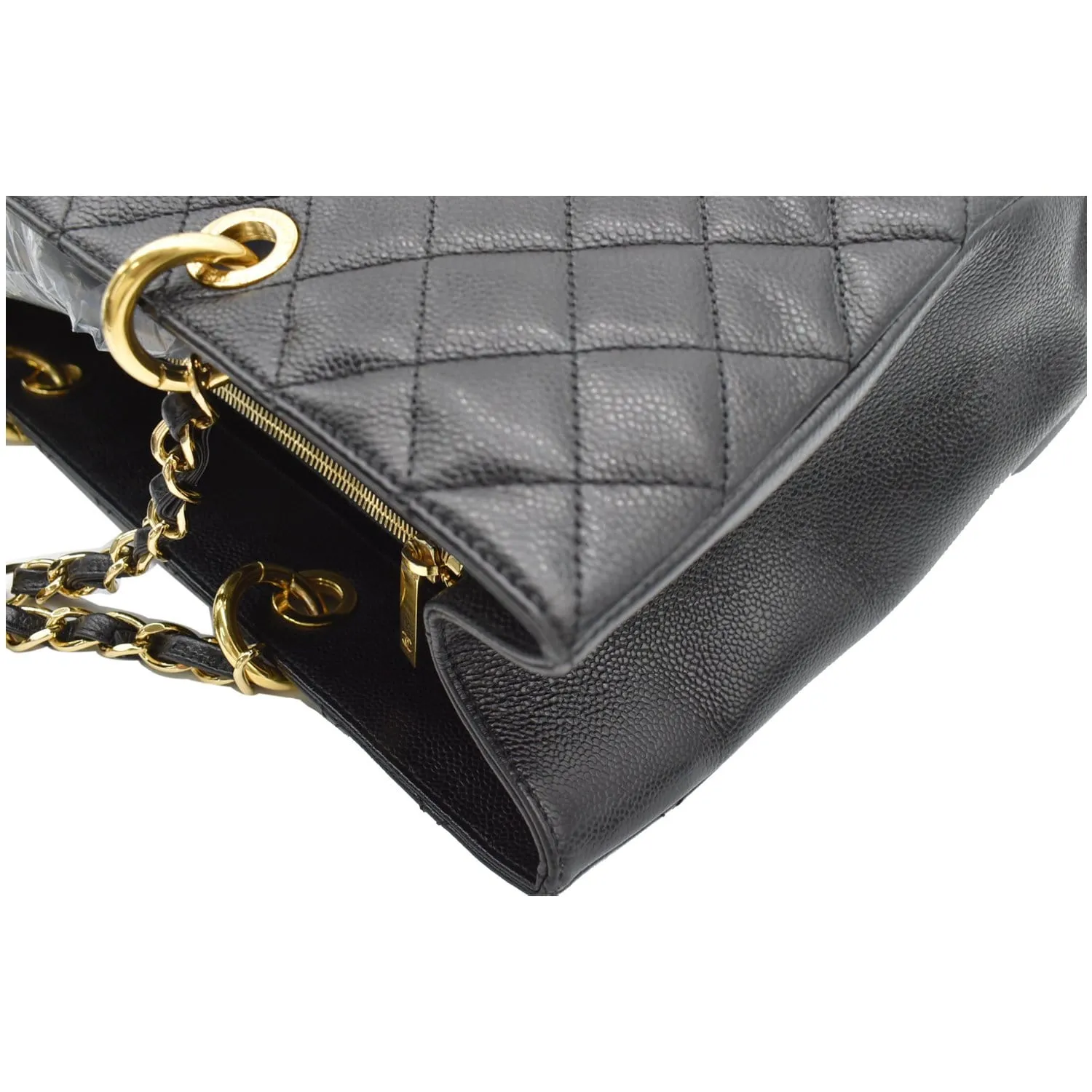 CHANEL XL Grand Quilted Caviar Leather Shopping Tote Bag Black