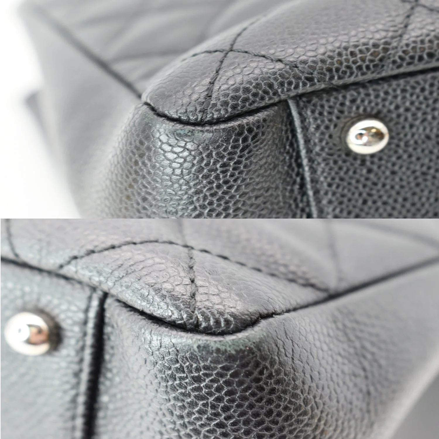 CHANEL XL Grand Quilted Caviar Leather Shopping Tote Bag Black