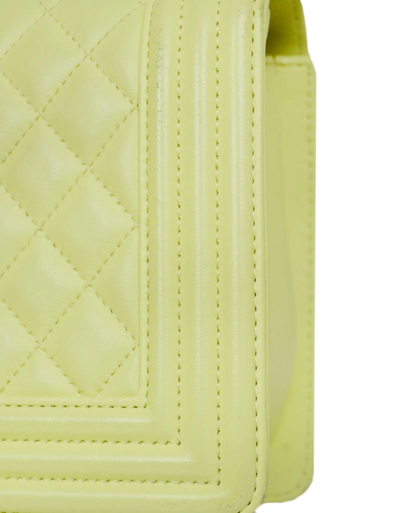 Chanel Yellow Leather Medium Boy Bag