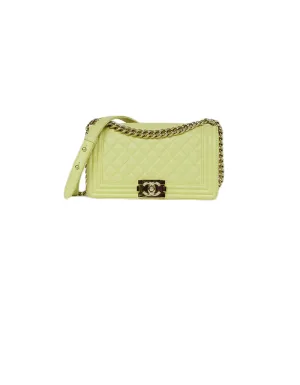 Chanel Yellow Leather Medium Boy Bag