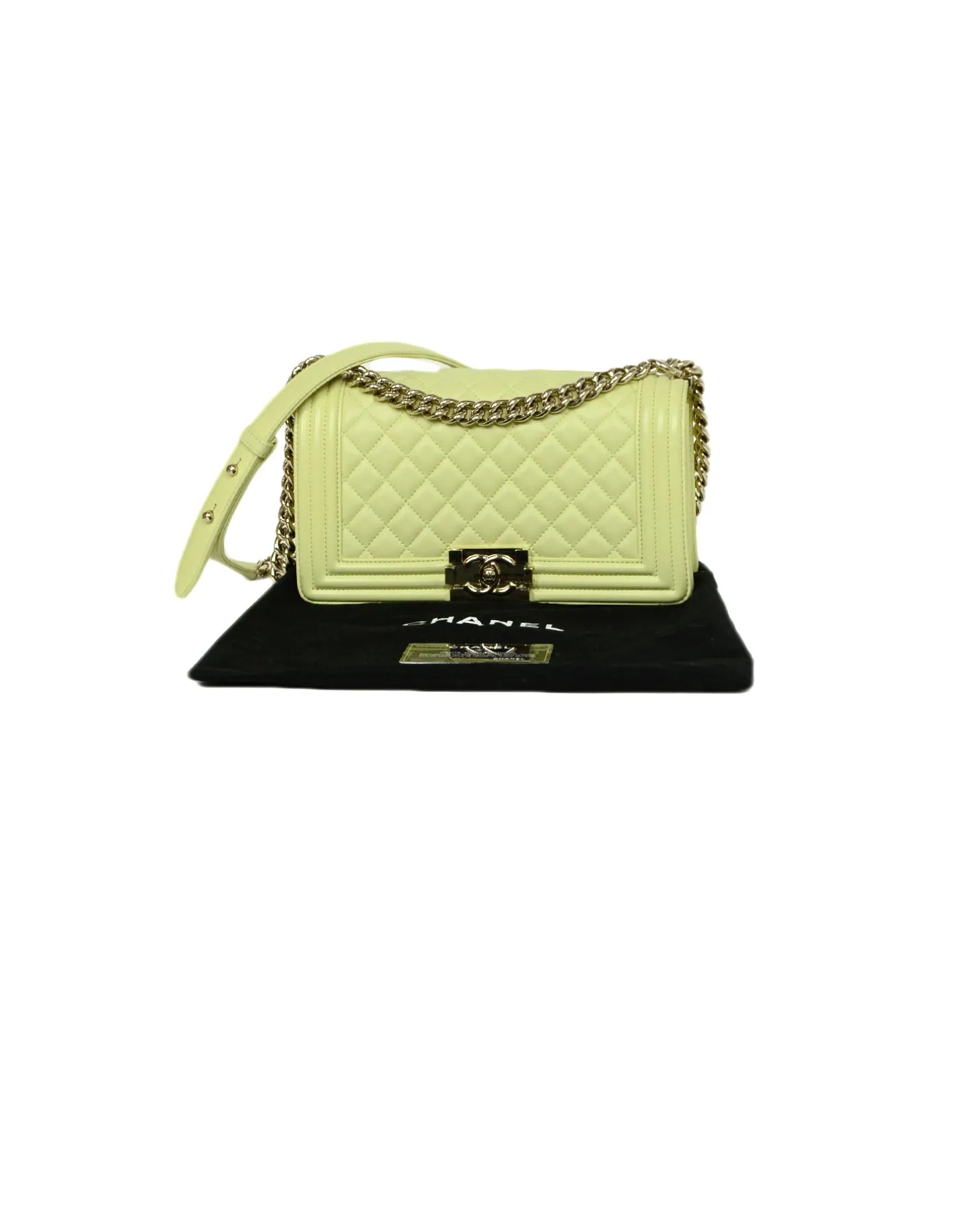 Chanel Yellow Leather Medium Boy Bag
