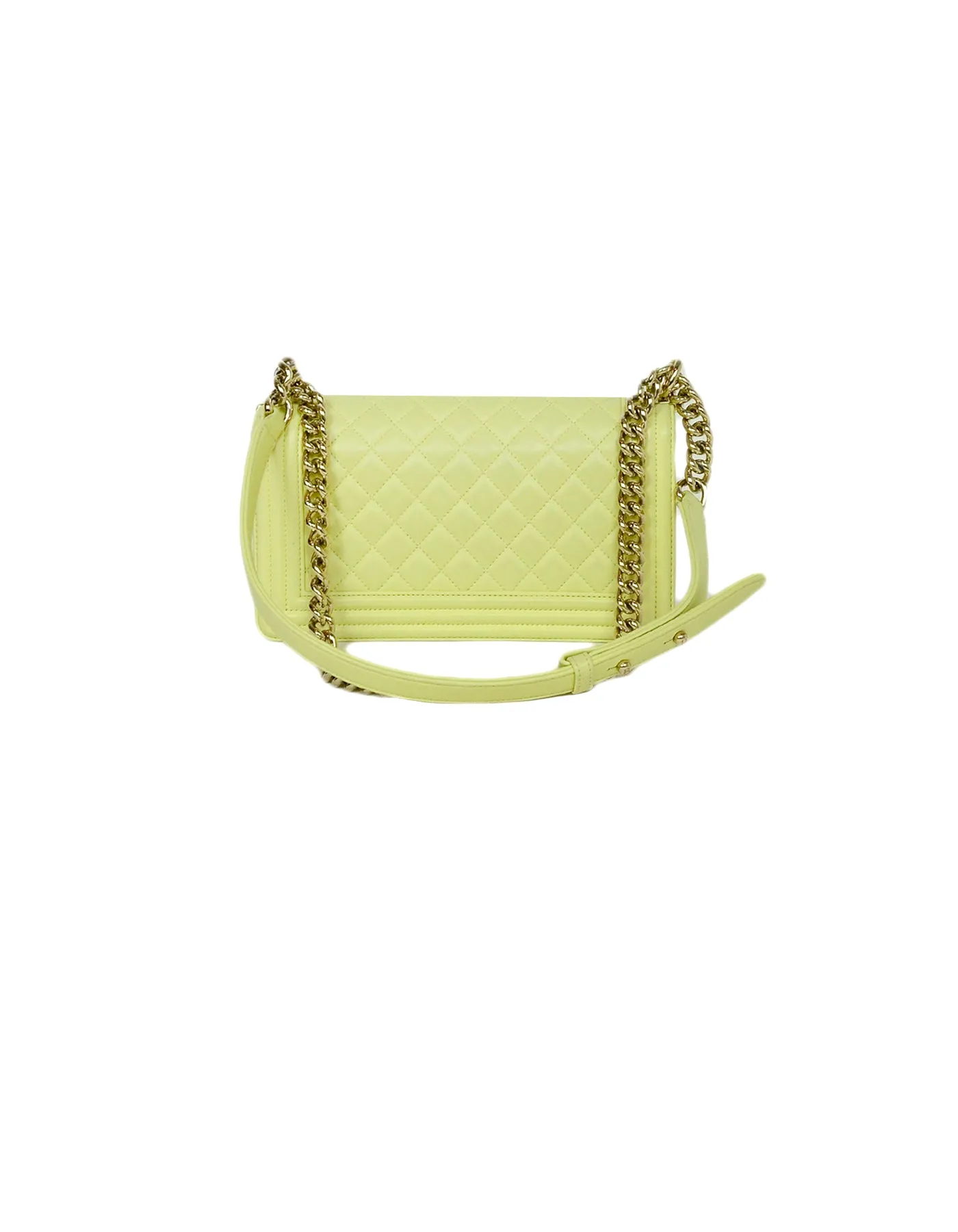 Chanel Yellow Leather Medium Boy Bag