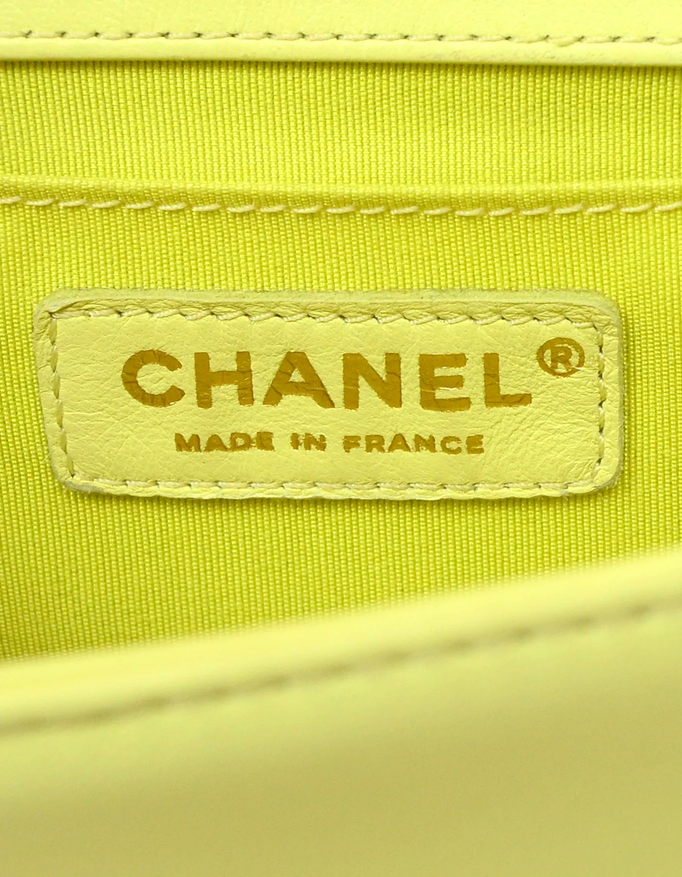 Chanel Yellow Leather Medium Boy Bag