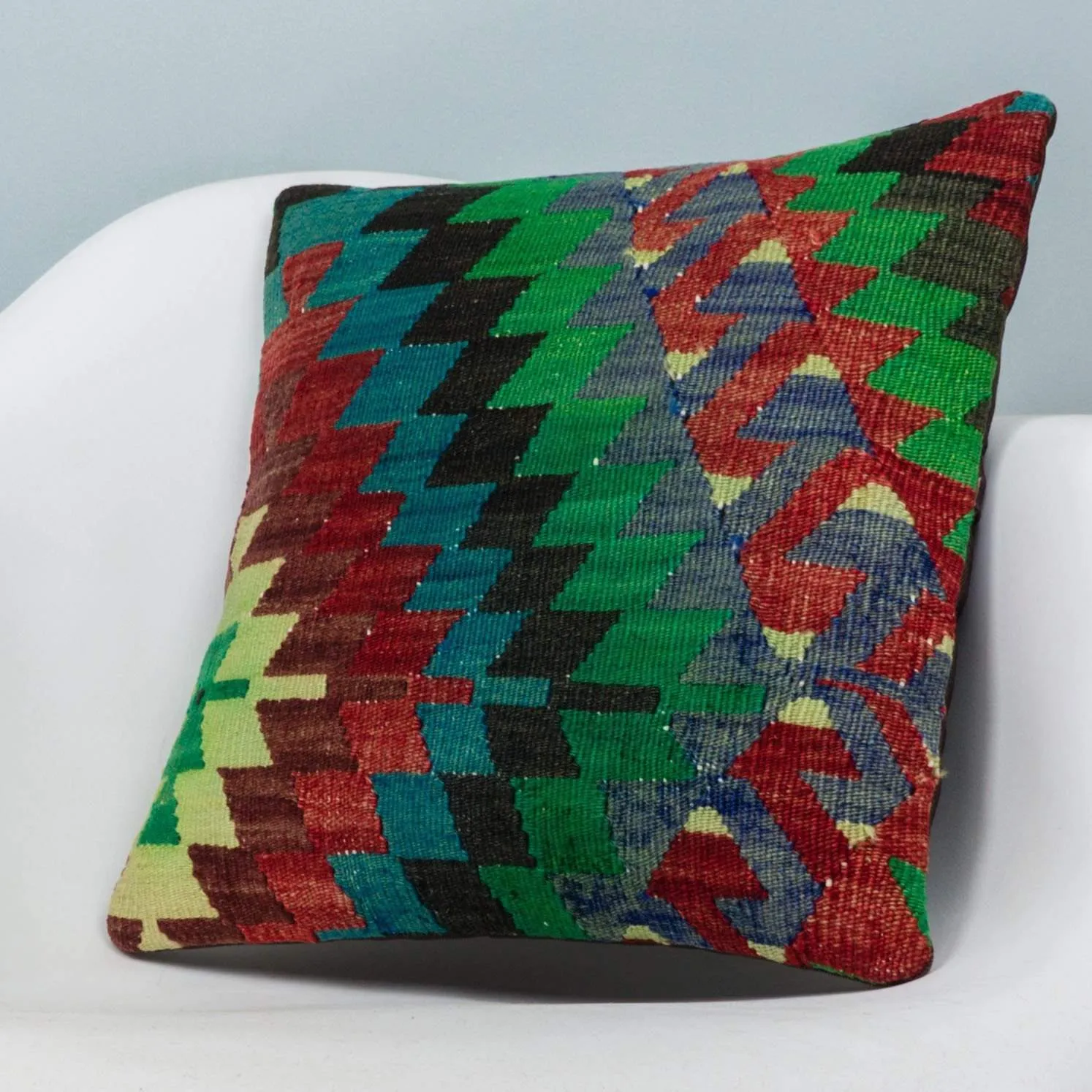 Chevron Multi Color Kilim Pillow Cover 16x16 3970