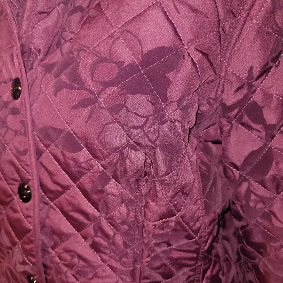 CHICO'S Flocked Botanical Quilted Jacket Size 1 (us8-10)