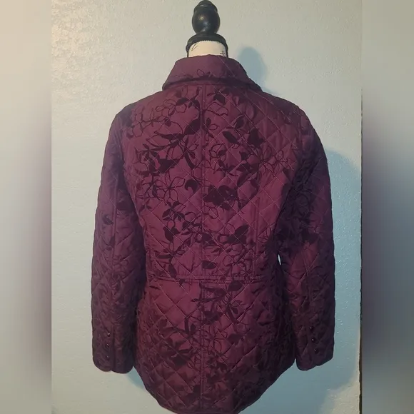 CHICO'S Flocked Botanical Quilted Jacket Size 1 (us8-10)