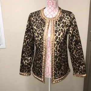 Chico’s Reversible leopard/gold reversible coat