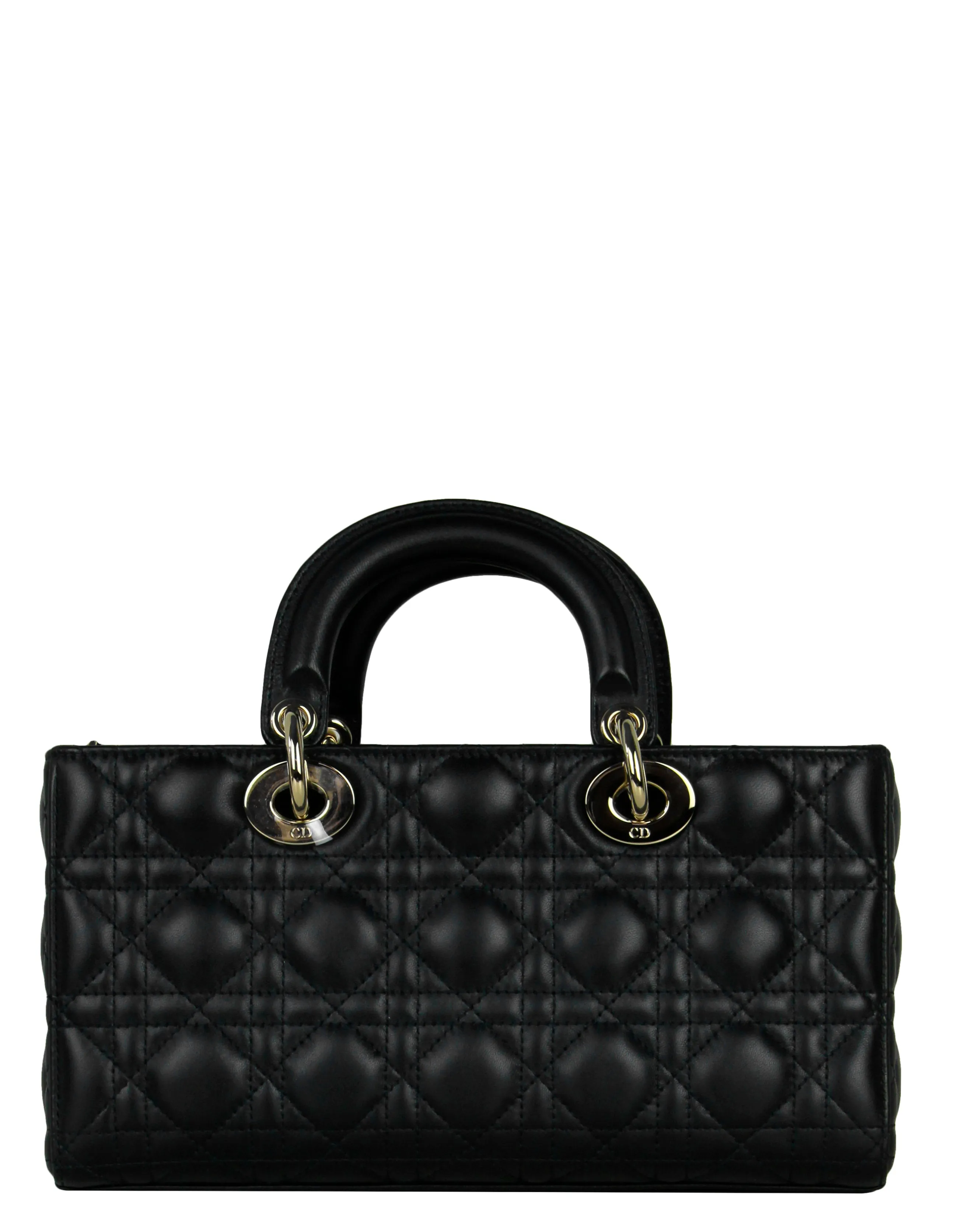 Christian Dior Black Cannage Lambskin Quilted Leather Lady D-Joy Bag