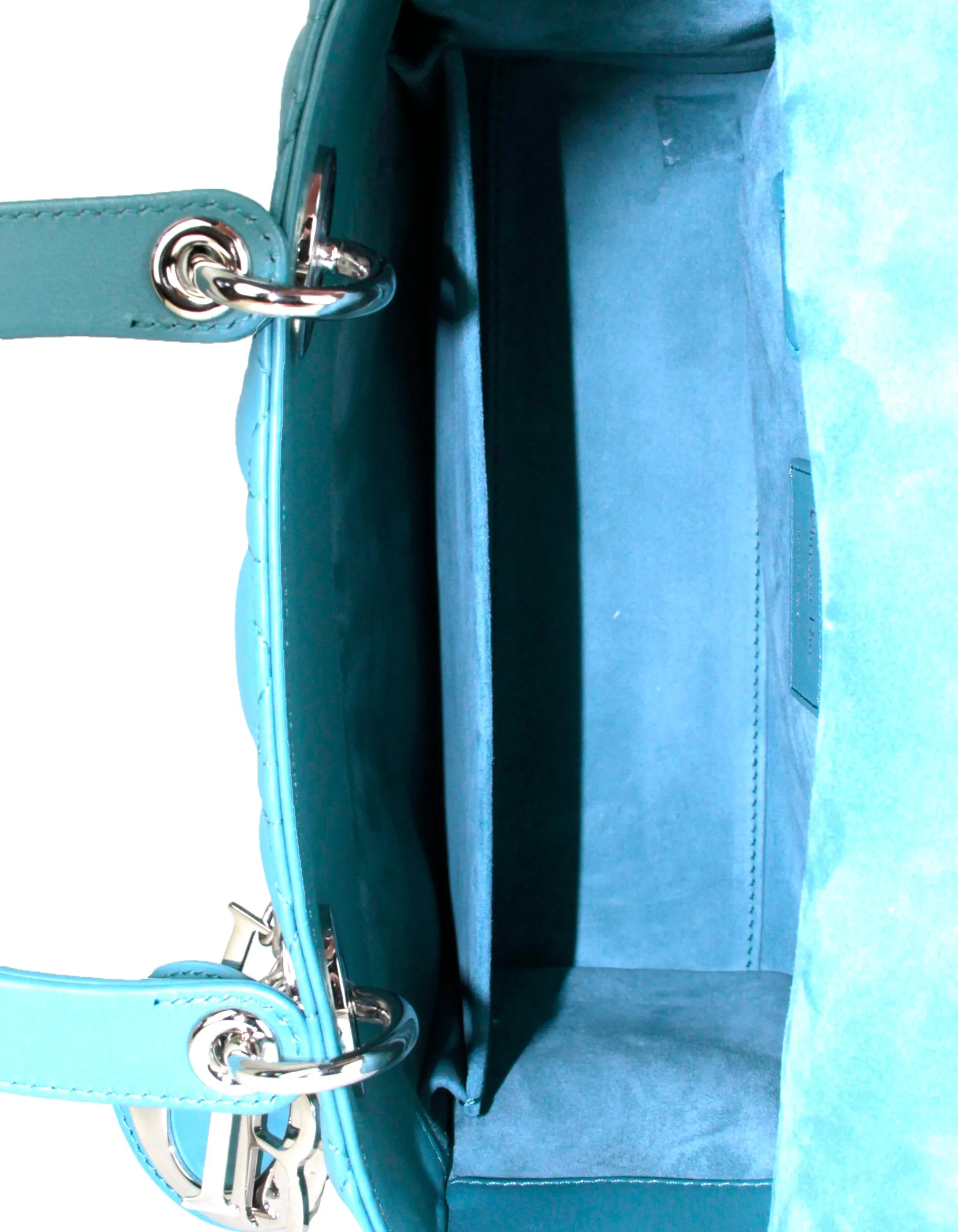 Christian Dior Blue Leather Cannage Quilted Medium Lady Dior Bag