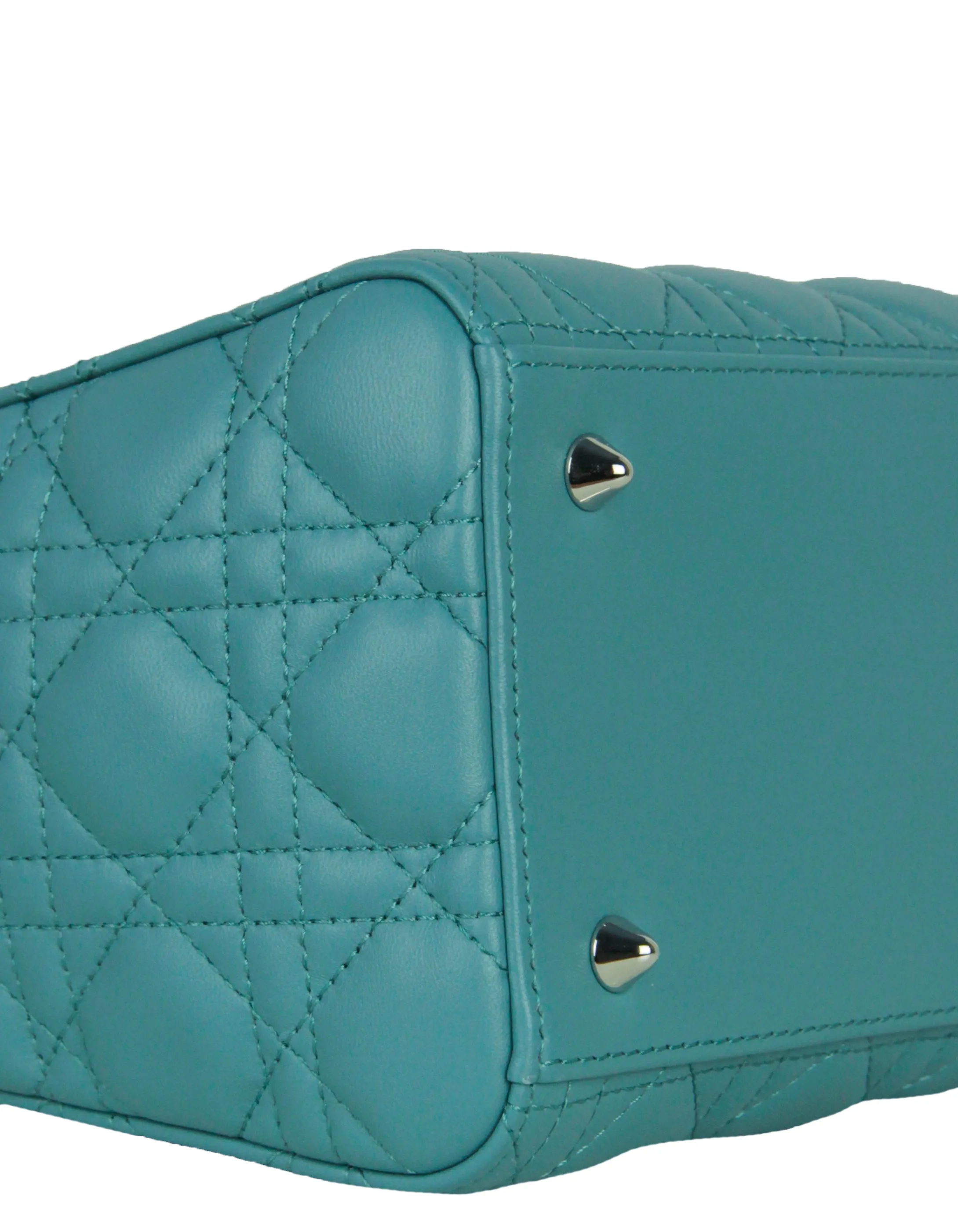 Christian Dior Blue Leather Cannage Quilted Medium Lady Dior Bag