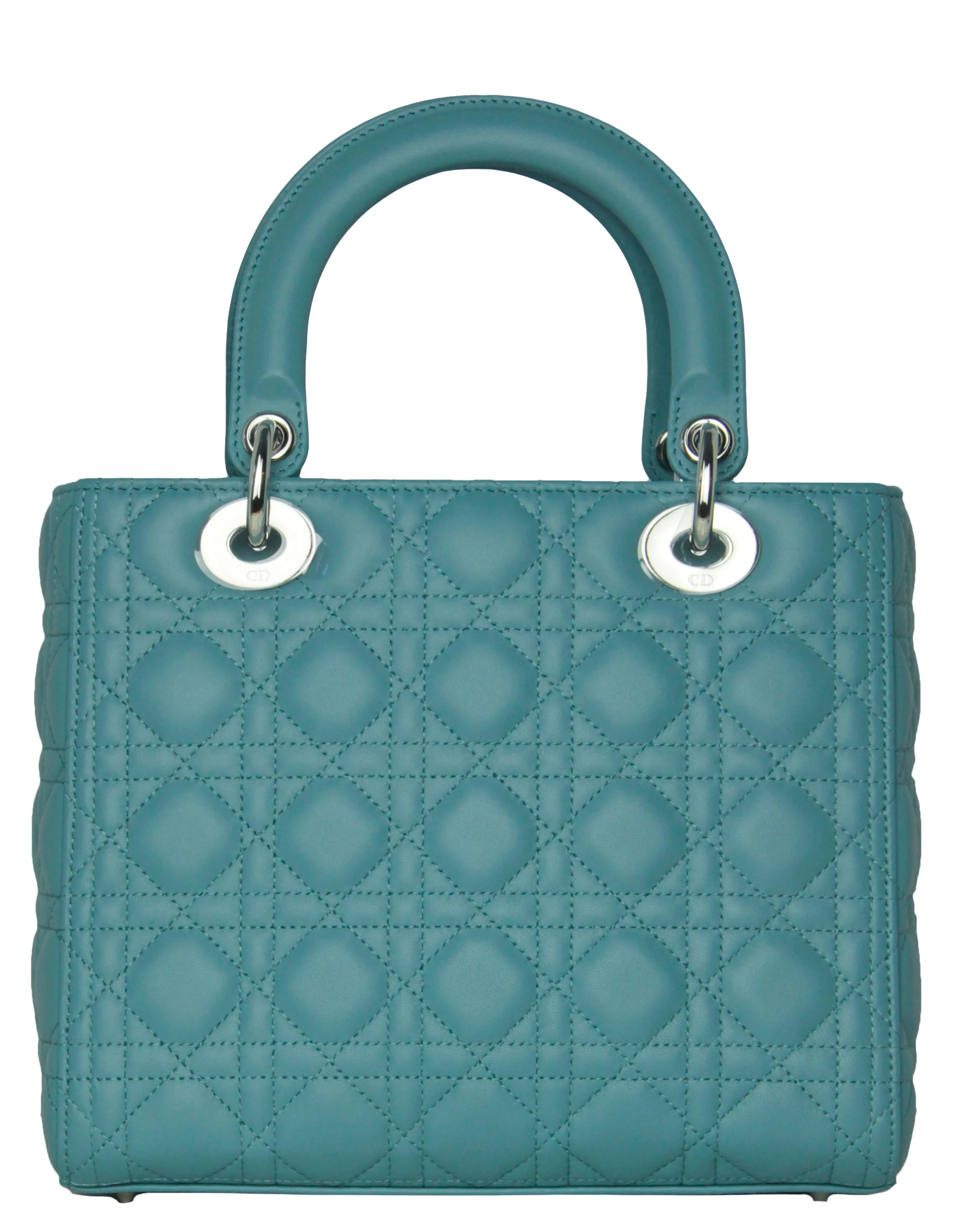Christian Dior Blue Leather Cannage Quilted Medium Lady Dior Bag