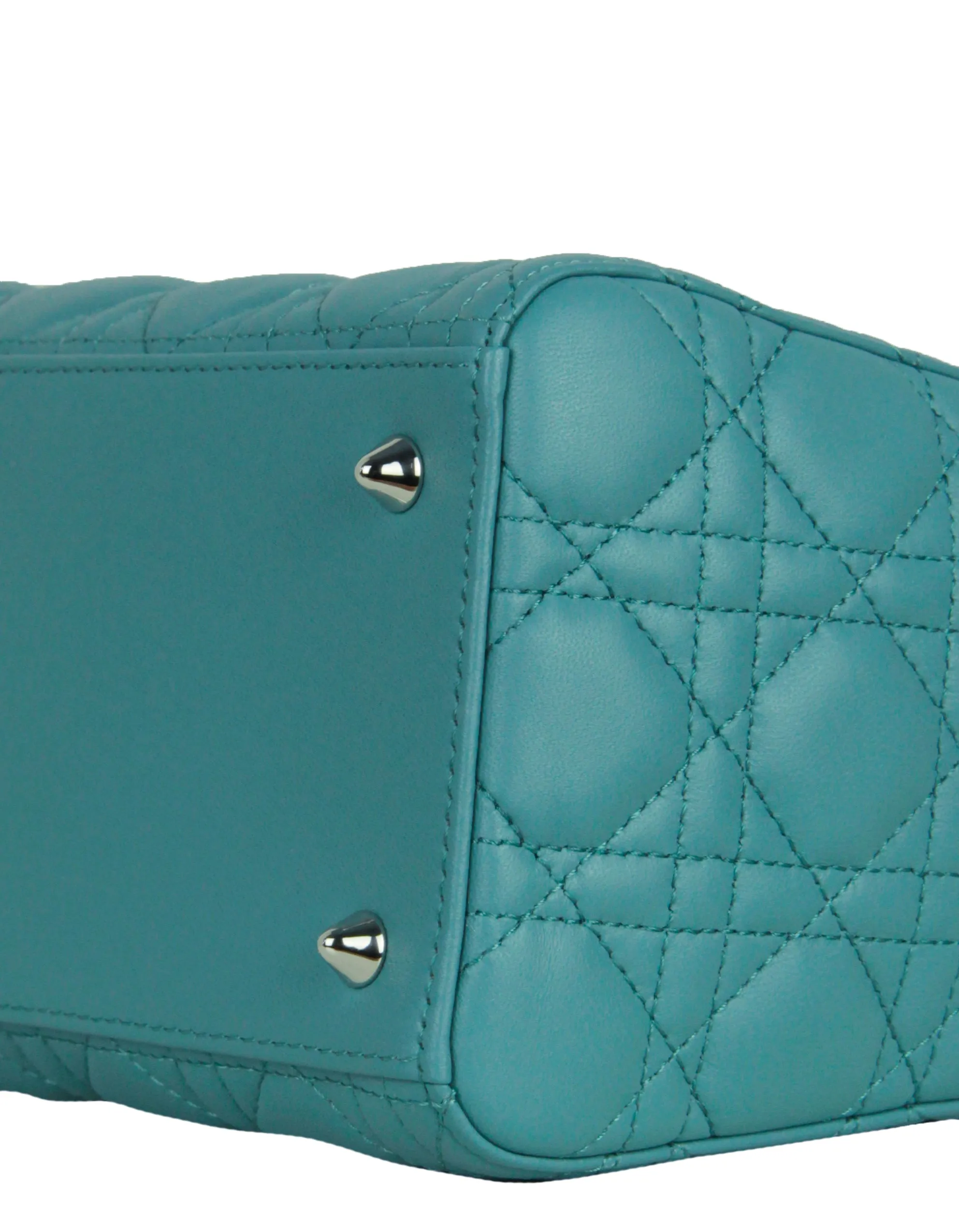 Christian Dior Blue Leather Cannage Quilted Medium Lady Dior Bag