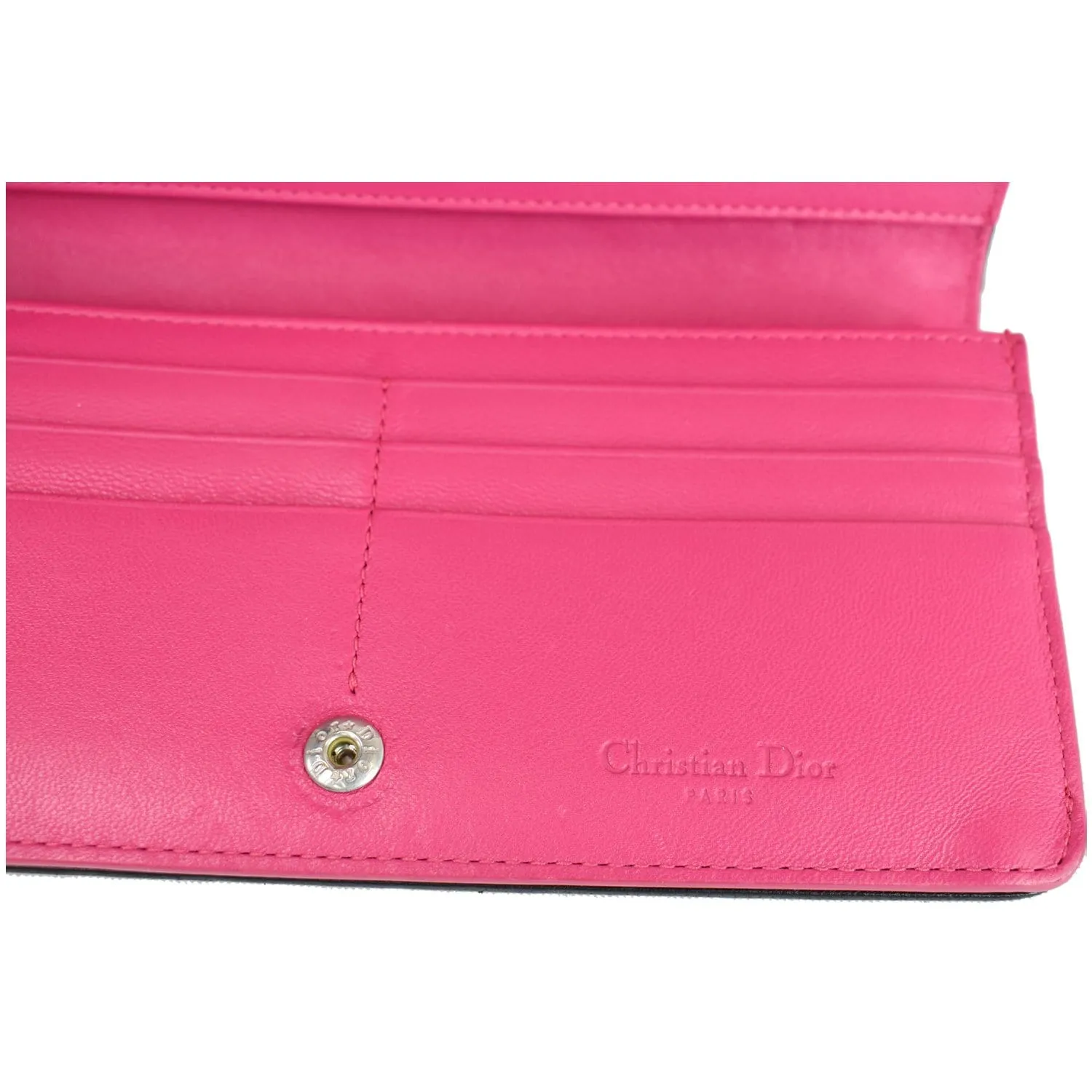 CHRISTIAN DIOR Cannage Lady Dior Charm Leather Wallet Black