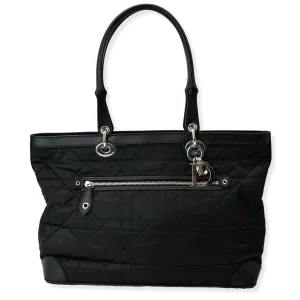 CHRISTIAN DIOR Quilted Satin Tote Bag Black