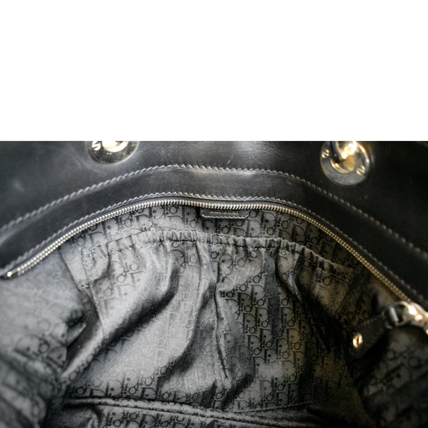 CHRISTIAN DIOR Quilted Satin Tote Bag Black