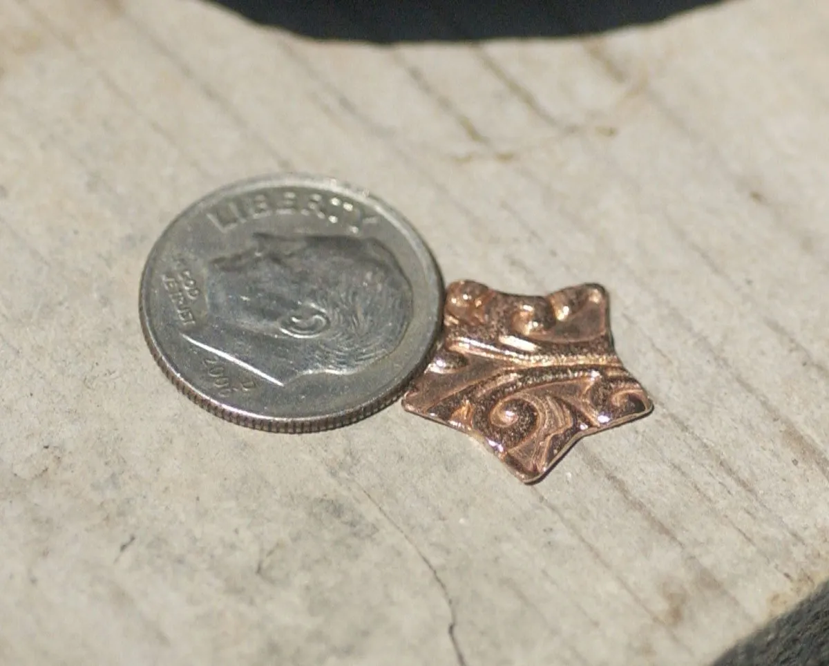 Chubby Star 14.5mm Lotus Flower Pattern Blanks Cutout Shape for Enameling Stamping Metalwork Texturing - Variety of Metals