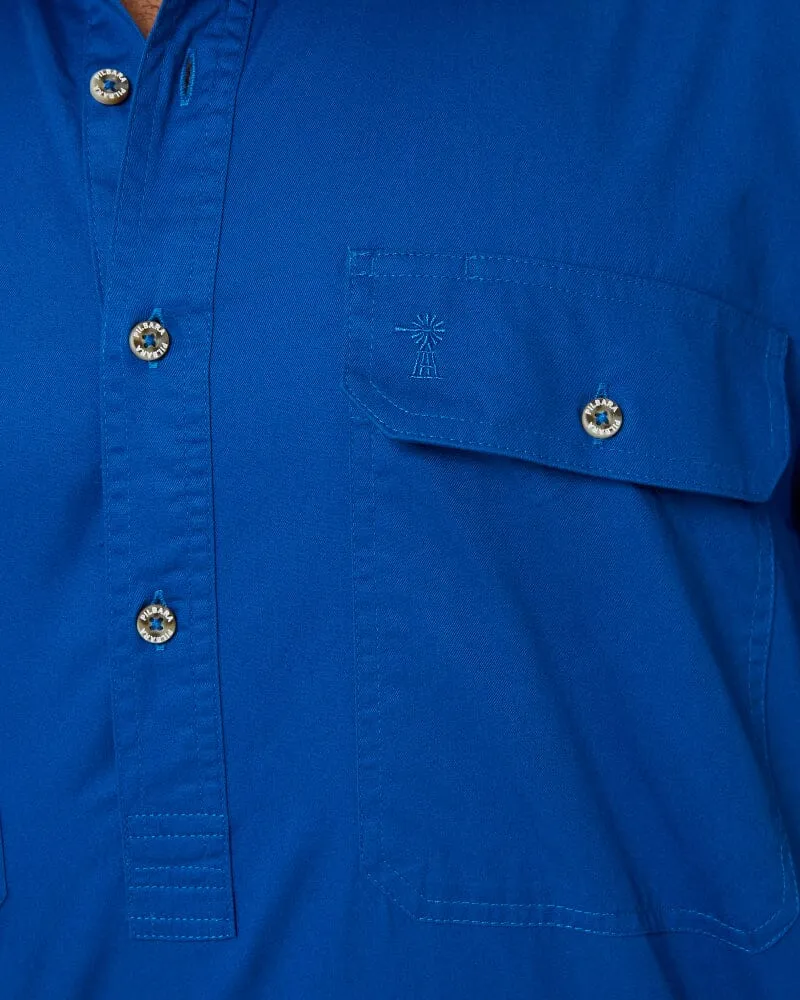 Closed Front SS Shirt - Cobalt