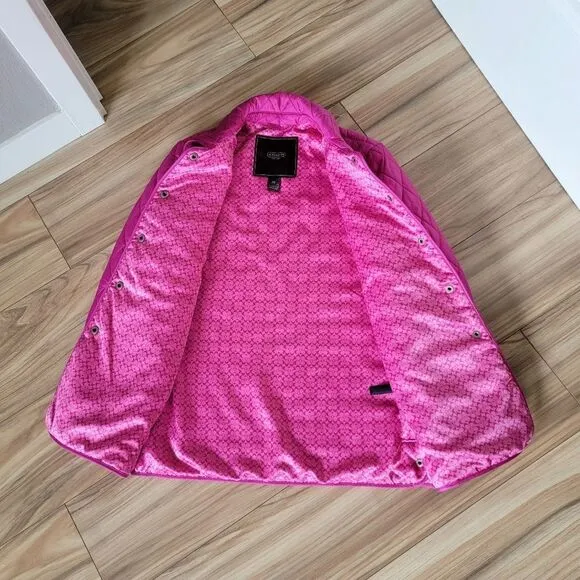 Coach 1941 Diamond Quilted Hack Collared Signature Jacket in Fuchsia Hot Pink
