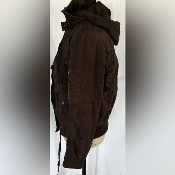 CoffeeShop Women’s Quilted Down Jacket in Chocolate Brown Sz L