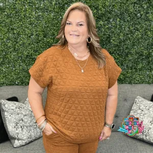 Comfy Quilted Textured Top - Rust