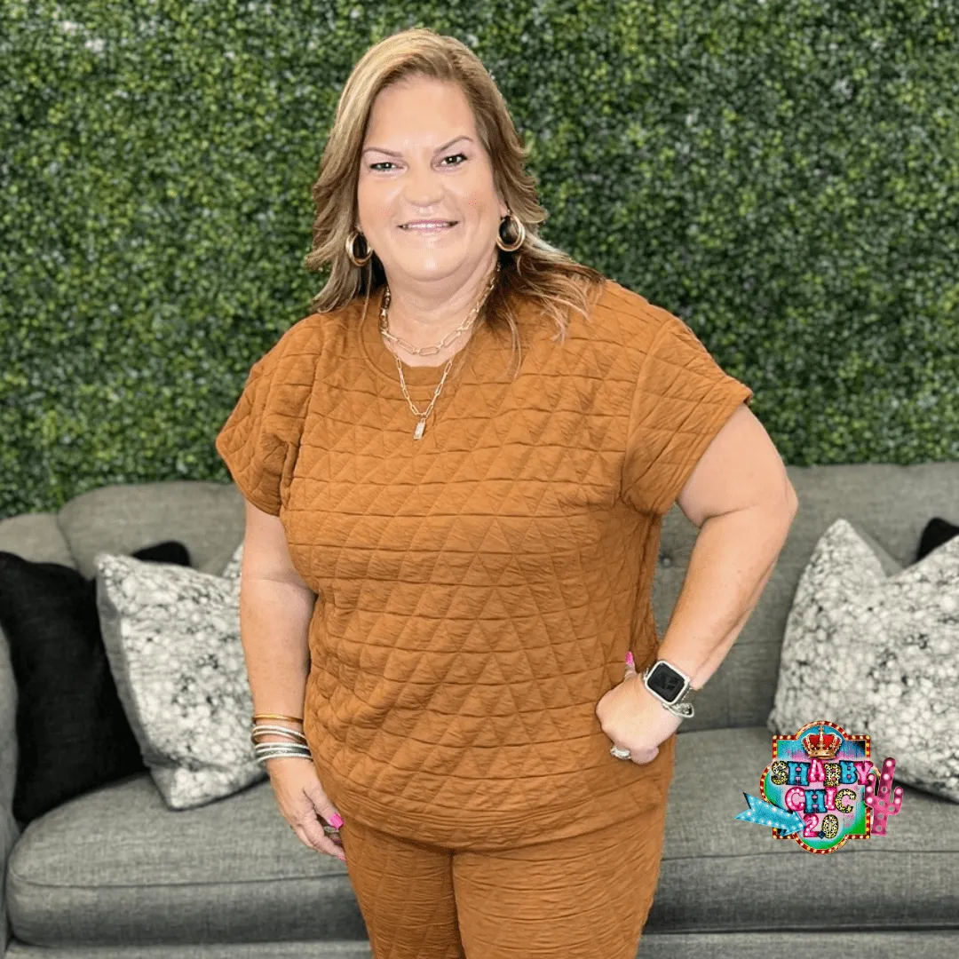 Comfy Quilted Textured Top - Rust