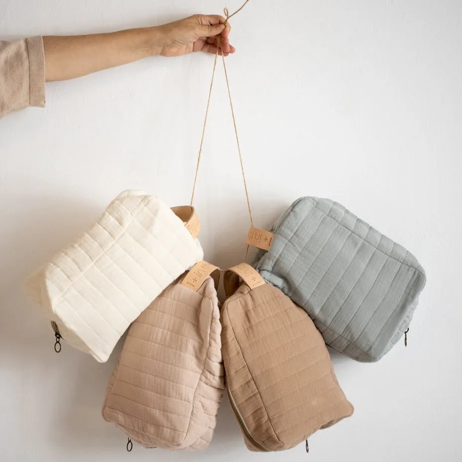 Cotton Quilted Toiletries Pouch (Smoky)