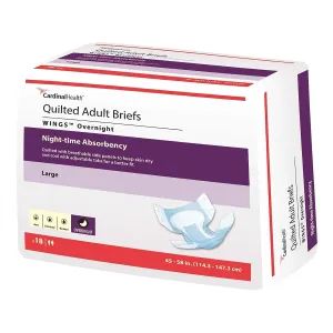 Covidien (Kendall) 67034 Wings Quilted Overnight Briefs-Lg-72/Case