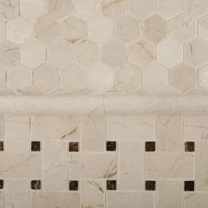Crema Marfil Marble Polished 1" Mini Hexagon Mosaic Tile - Lot of 50 sq. ft.