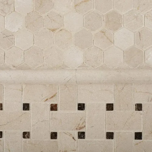 Crema Marfil Marble Polished 1" Mini Hexagon Mosaic Tile - Lot of 50 sq. ft.