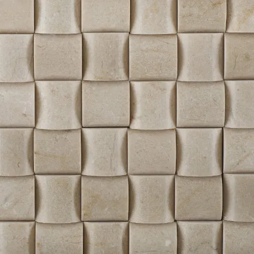 Crema Marfil Marble Polished 3D Small Bread Mosaic Tile - Box of 5 sq. ft.