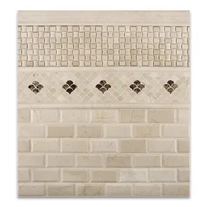 Crema Marfil Marble Polished Fan Mosaic Tile - 6" X 6" Sample