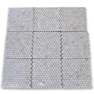 Crema Marfil Spanish Marble Hexagon Mosaic Tile 1 inch Polished