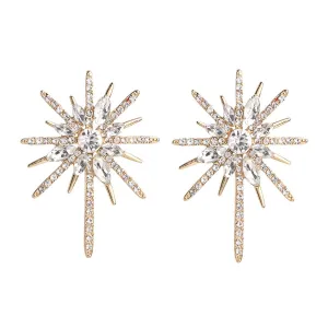 Cubic Zirconia & Crystal Pointed Star Stud Earrings