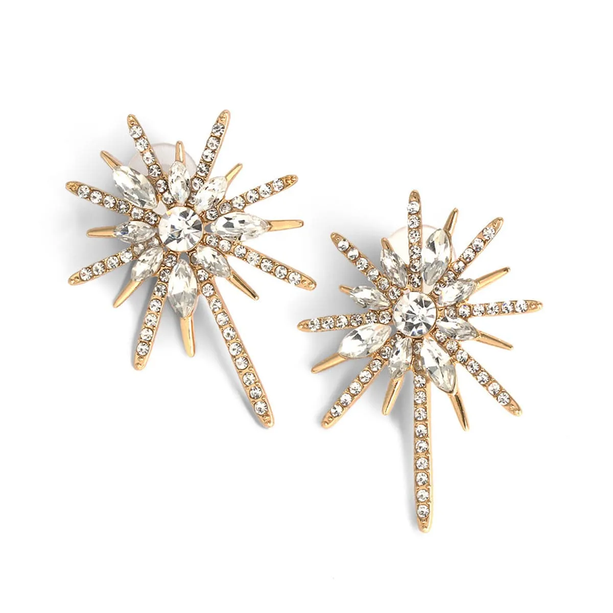 Cubic Zirconia & Crystal Pointed Star Stud Earrings